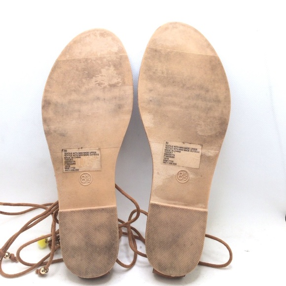 Mossimo Women’s Size 8.5 Gladiator Sandals Brown Boho Beaded Pom Pom Lace Up - Picture 9 of 12